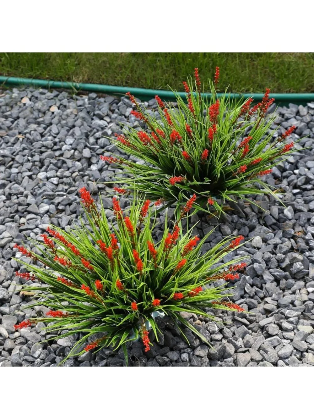 Vibrant Red Artificial Flowers - 12 Bundles of Faux Outdoor Plants for Yard